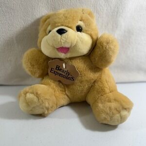 Bearly Expressions Teddy Bear Plush Tan Pink Tongue Stuffed Animal Toy‎